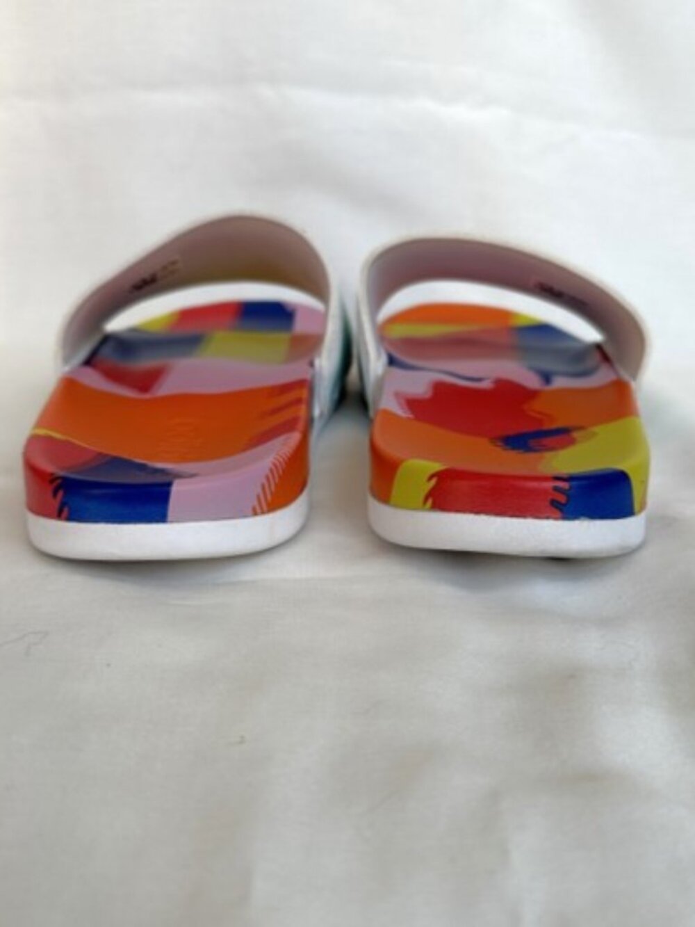 Adidas Adilette Comfort Slides in White / Aqua / Active Blue, Mens 9 - Picture 4 of 10